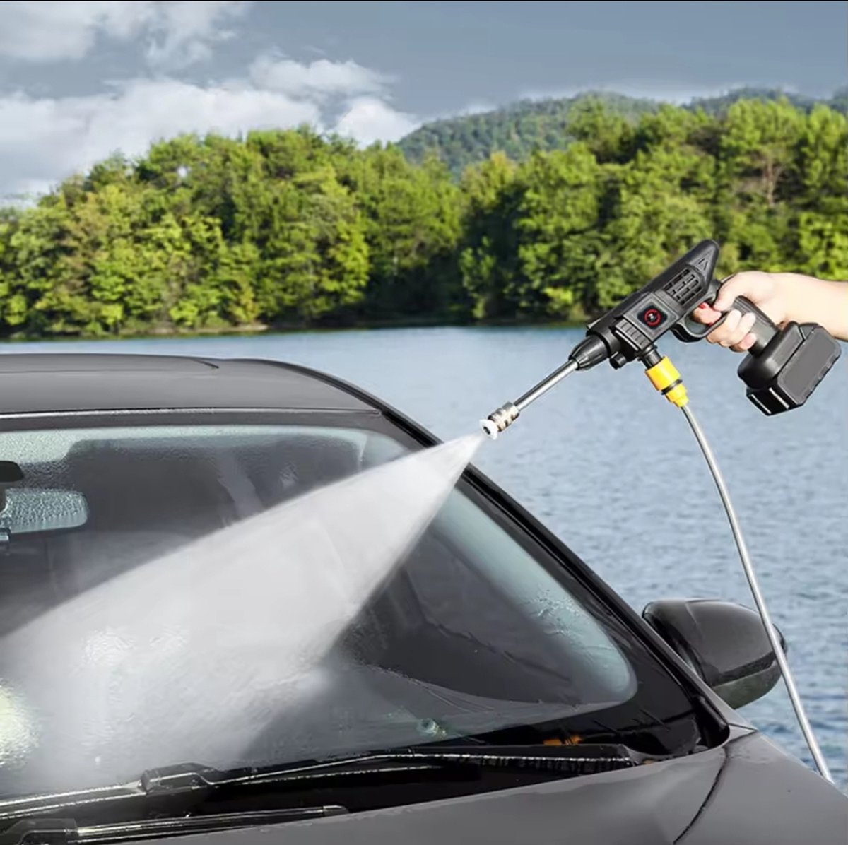 Elektrische hogedrukreiniger - 200W - Draadloos - 10000Mah batterij - Hogedrukreinigers - Terrasreiniger - 21V Accu - Auto Wassen - Water - Met hogedrukreinigeraccessoires - Reinigingsmachine