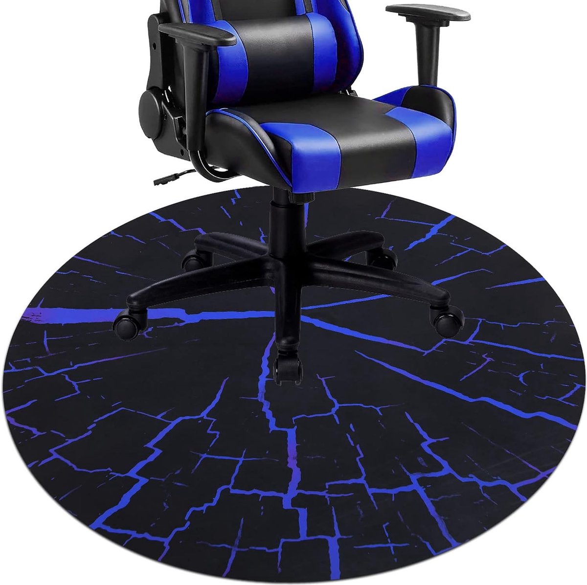 Vloerbeschermingsmat bureaustoel rond 120 cm antislip bureaustoelmat voor harde vloeren blauw krasbestendige vloermat bureaustoelmatten gaming bureaustoel onderlegger stoelmat voor laminaat
