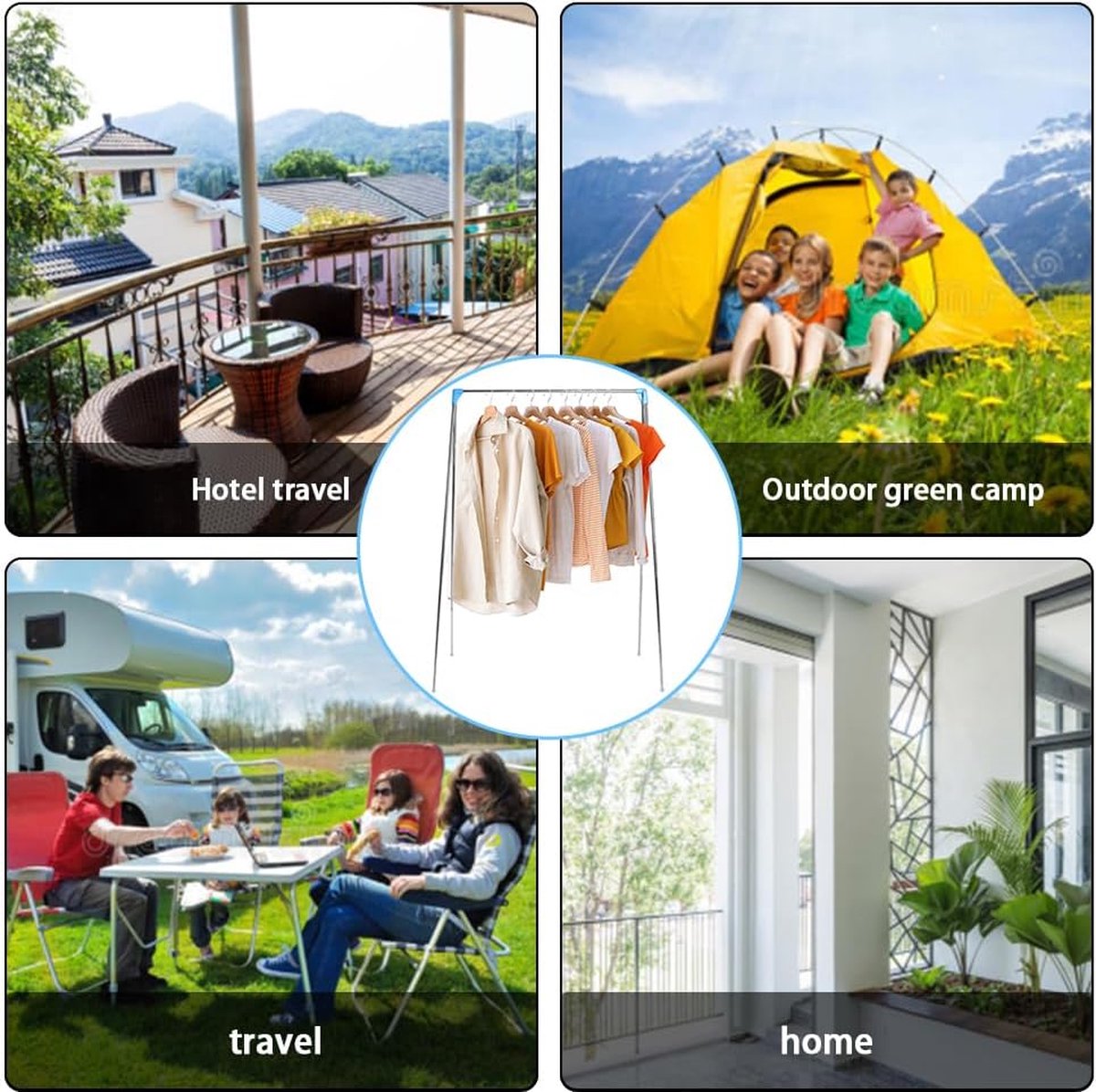 Droogrek - met Stang - Inklapbaar Wasrek - Extra Groot Droogrek - Extra stevig en licht - Geschikt voor reizen - Inklapbaar Droogrek - Mini - 135*90*73cm - Staand Kleding Wasdroogrek - Droogtoren - kleding droogrek - Badkamer/Balkon/Binnen/Buiten