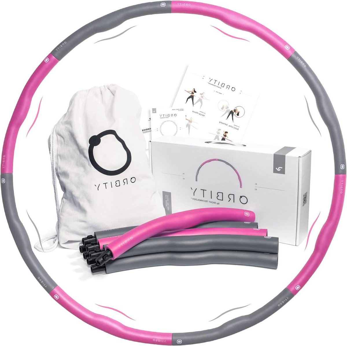 Orbity Fitness Hoelahoep voor Afvallen 12 kg - Sporthoepel met Schuimrubber - Golvend Design voor Massage - Geschikt voor Kinderen, Volwassenen en Beginners. Hula hoop