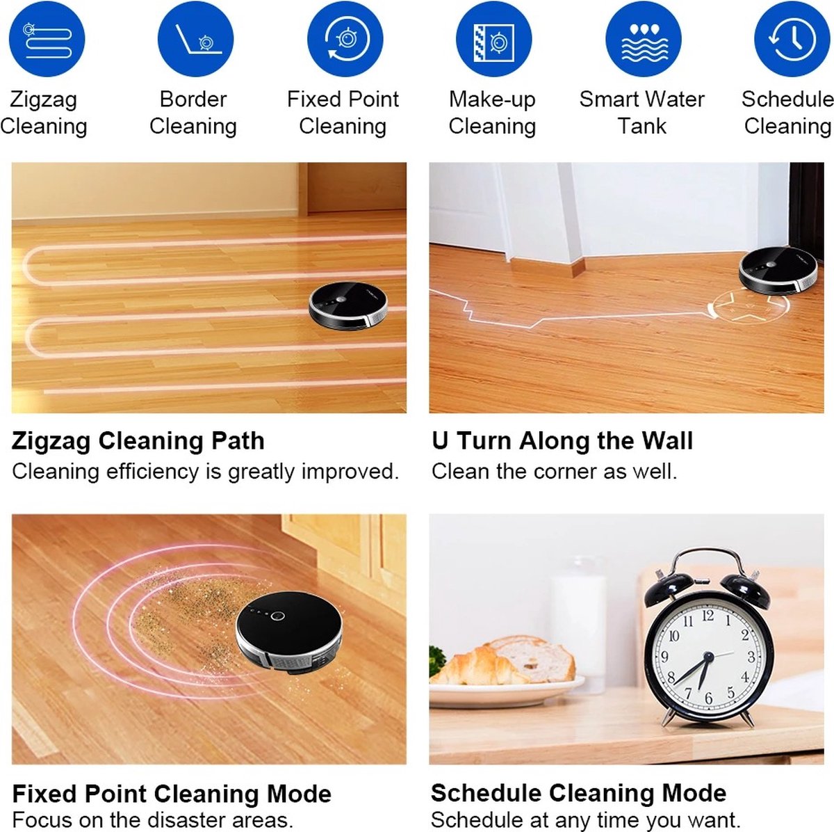Robotstofzuiger - Robotstofzuiger met laadstation - Robotstofzuiger met dweilfunctie - Werkt met Alexa en Google Home