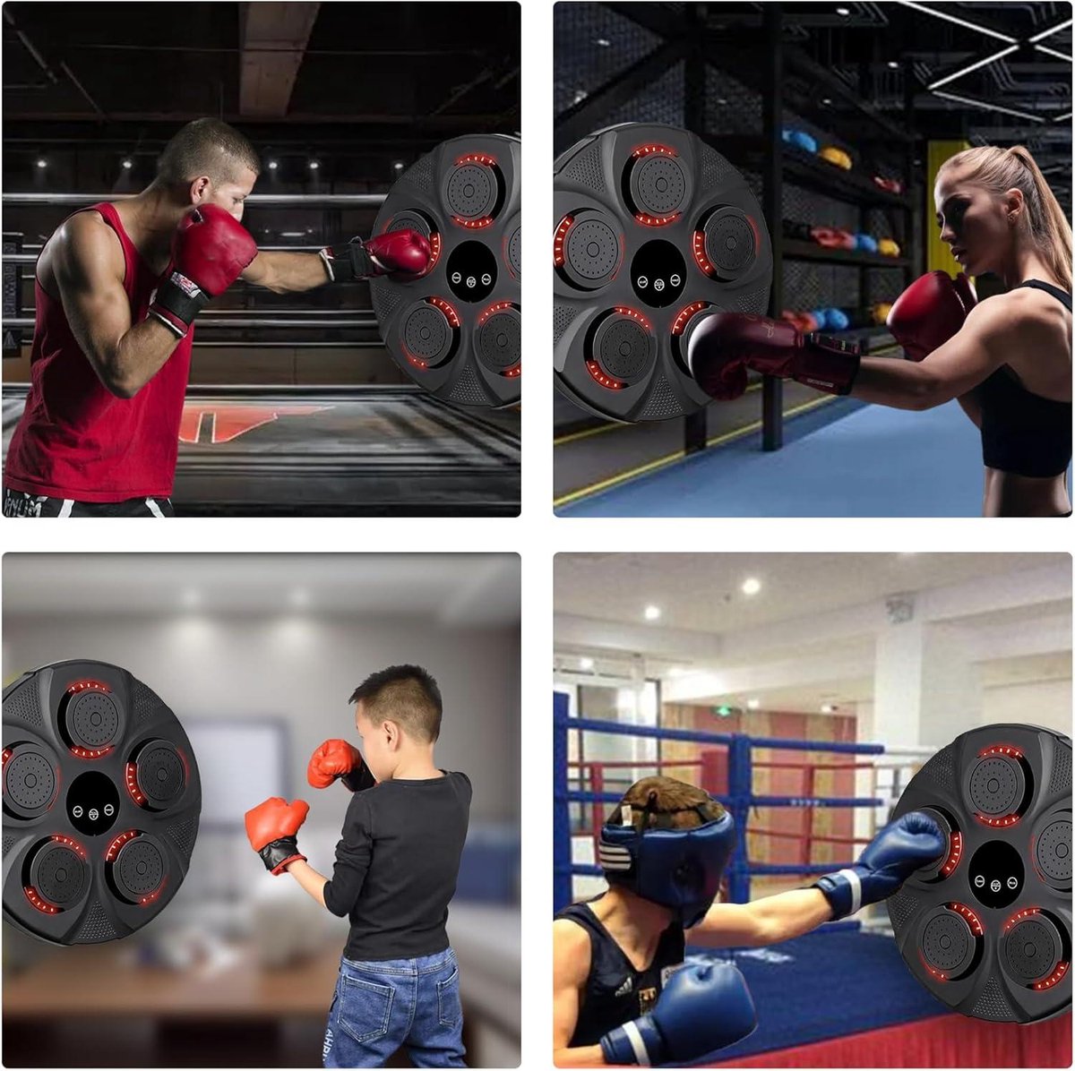 Slimme elektronische muzikale boksmachine voor thuisgebruik - bokstraining voor volwassenen en kinderen met LED-licht en bluetooth-sensor Boxing machine