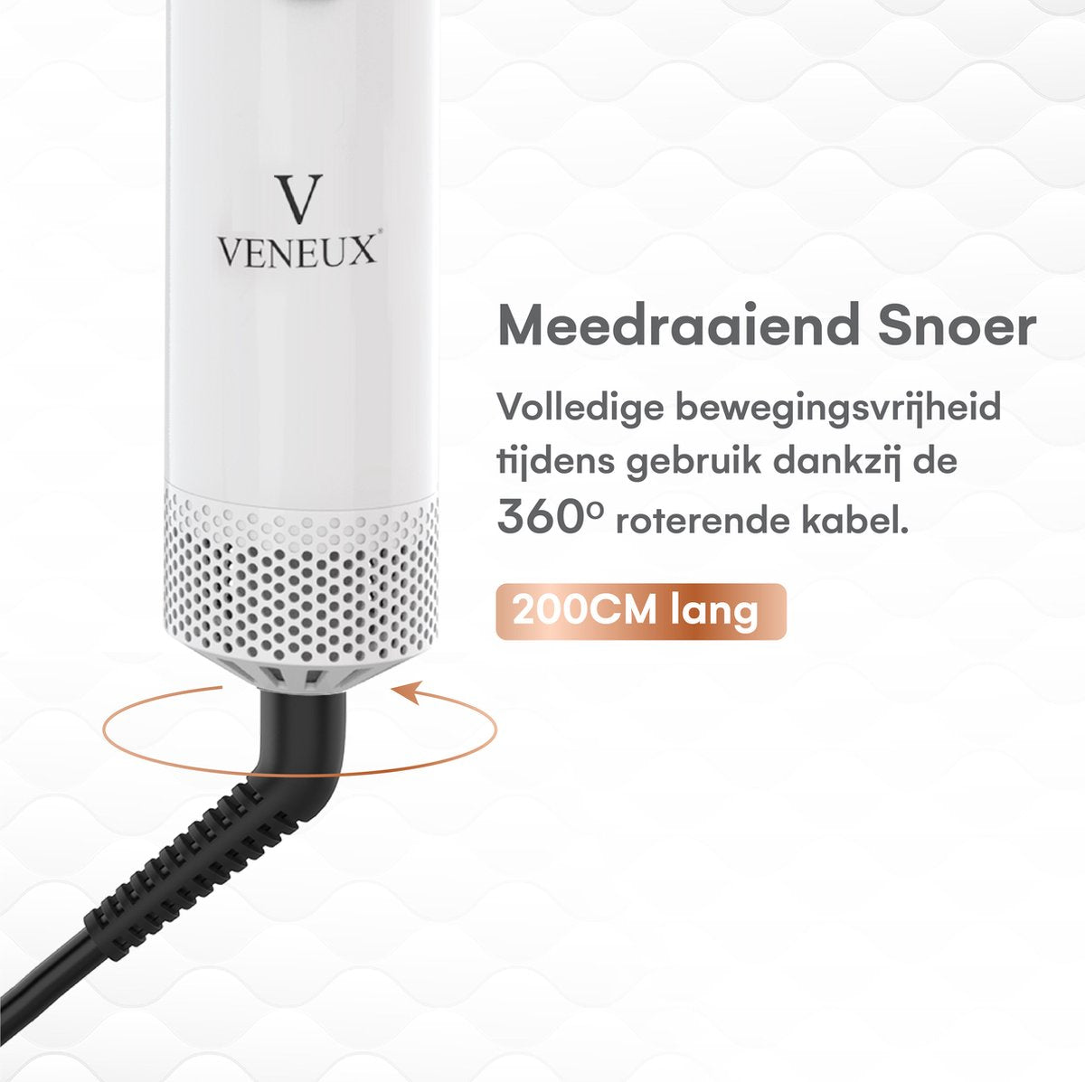 VENEUX® Föhnborstel - Airstyler - Krulborstel - Krultangen - 5-in-1 Multistyler - Met Opbergcase - Wit