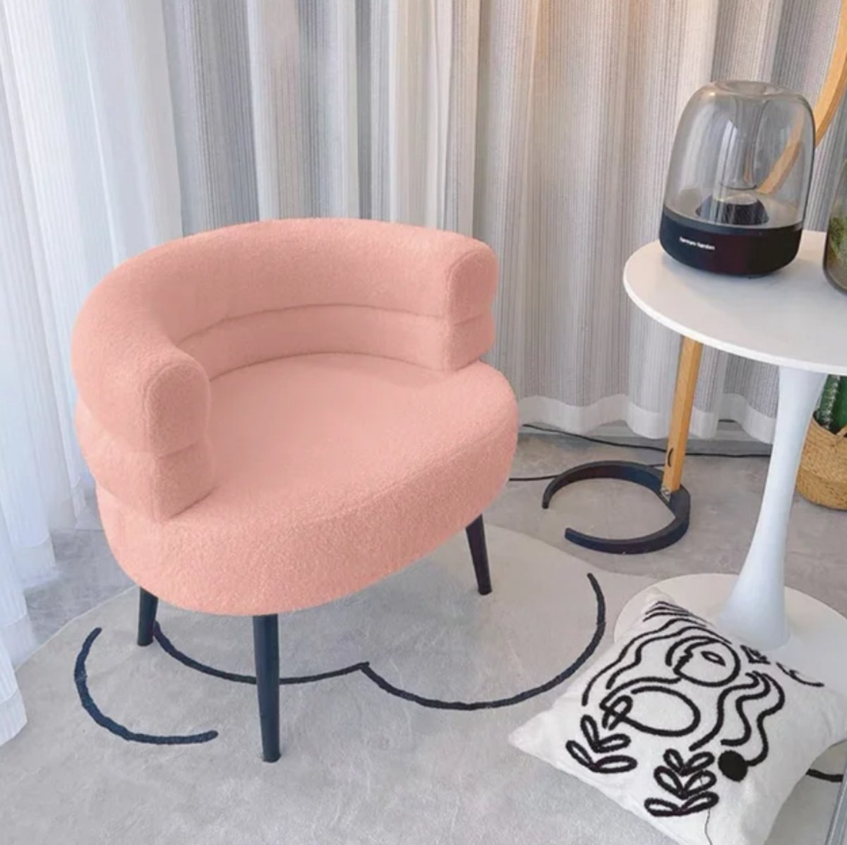 Teddy Fauteuil Halve Cirkel Roze