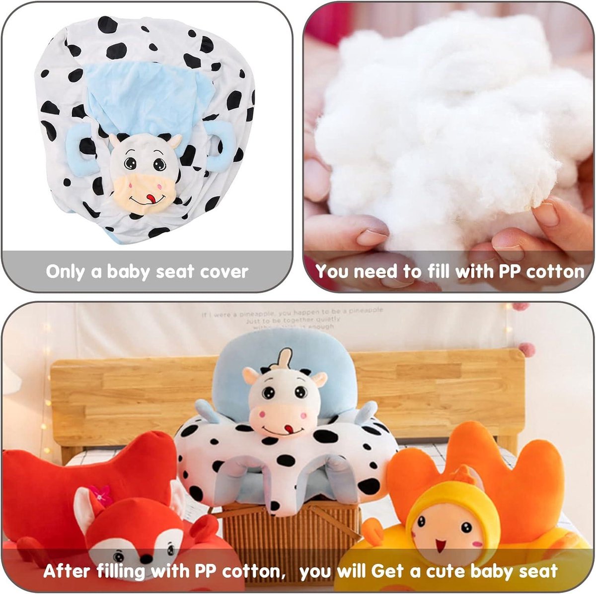 Babyvloerstoel Ligstoelhoes - Leer-zitten Stoelhoes voor Baby's en Peuters