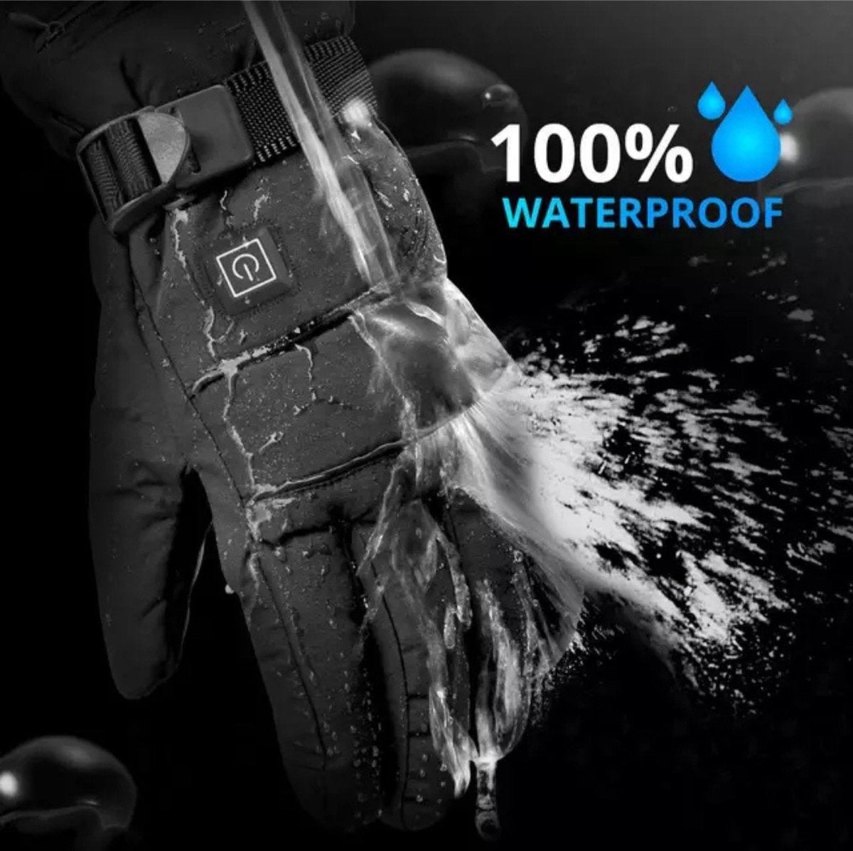 Heated gloves - Heated gloves - Electric heating - Winter - Includes Batteries - Rechargeable - Waterproof - Windproof - Black - Unisex - Onesize