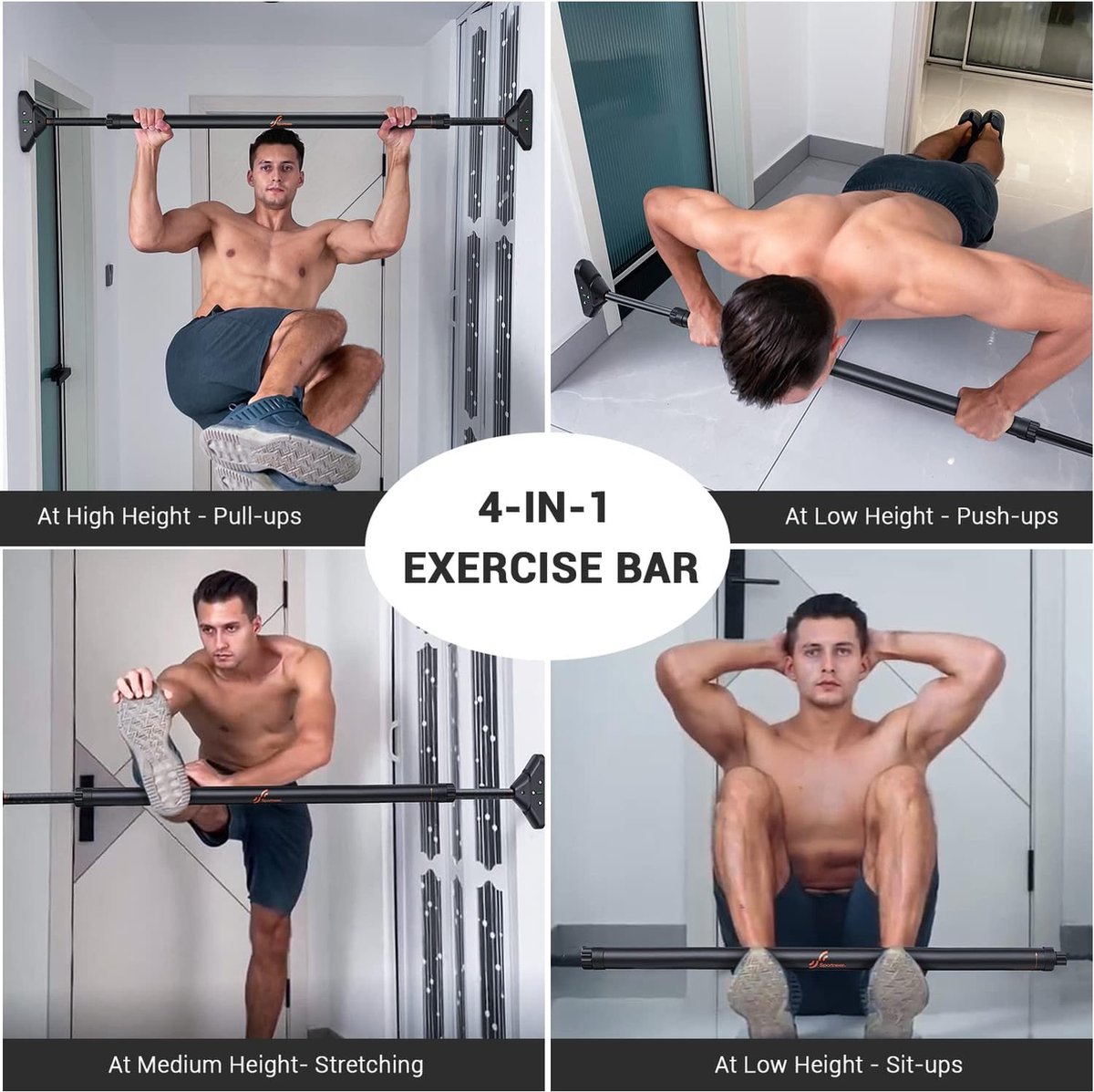 Adjustable Doorframe Pull Up Bar - No Screws - Up to 200kg - Sportneer