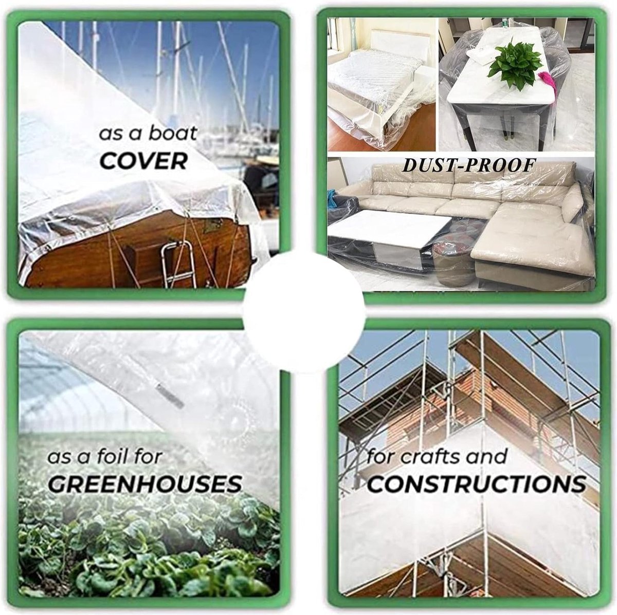 Doorzichtig zeil met ingestanste ringen, waterdicht, afdekzeil, voor buiten, weerbestendig, opvouwbaar, anti-uv-plantenisolatie, meubels, stofdicht, PE-materiaal, 2 x 3 m