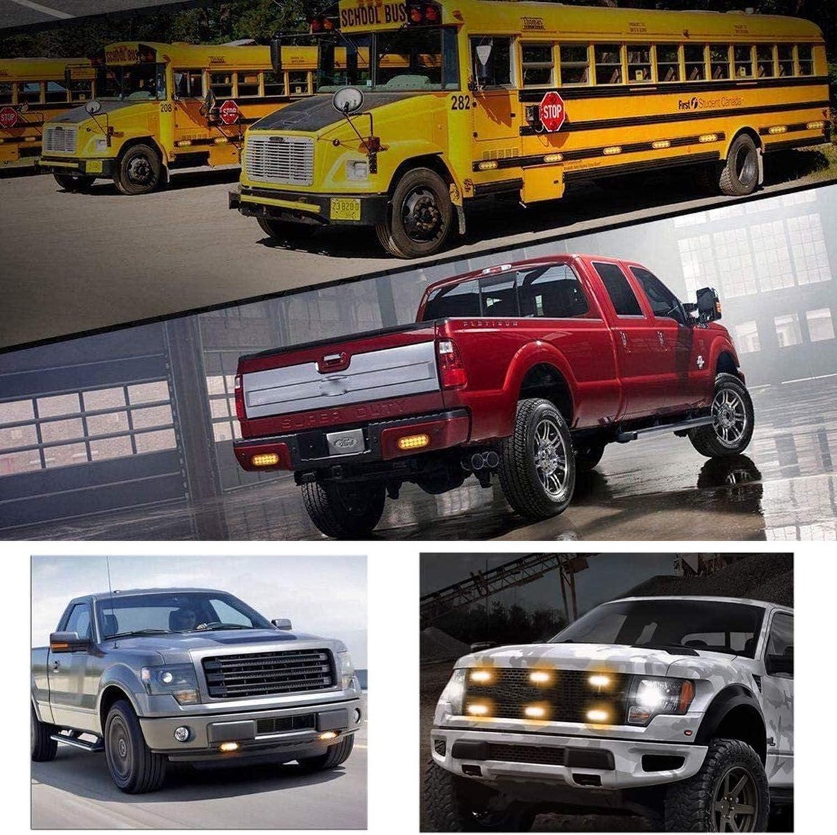 LED-noodstroboscoopknipperlichten 12-24 V voor auto's - waarschuwingslicht frontflitser - oranje flitser - knipperlicht auto vrachtwagen Vrachtwagen Accessoires