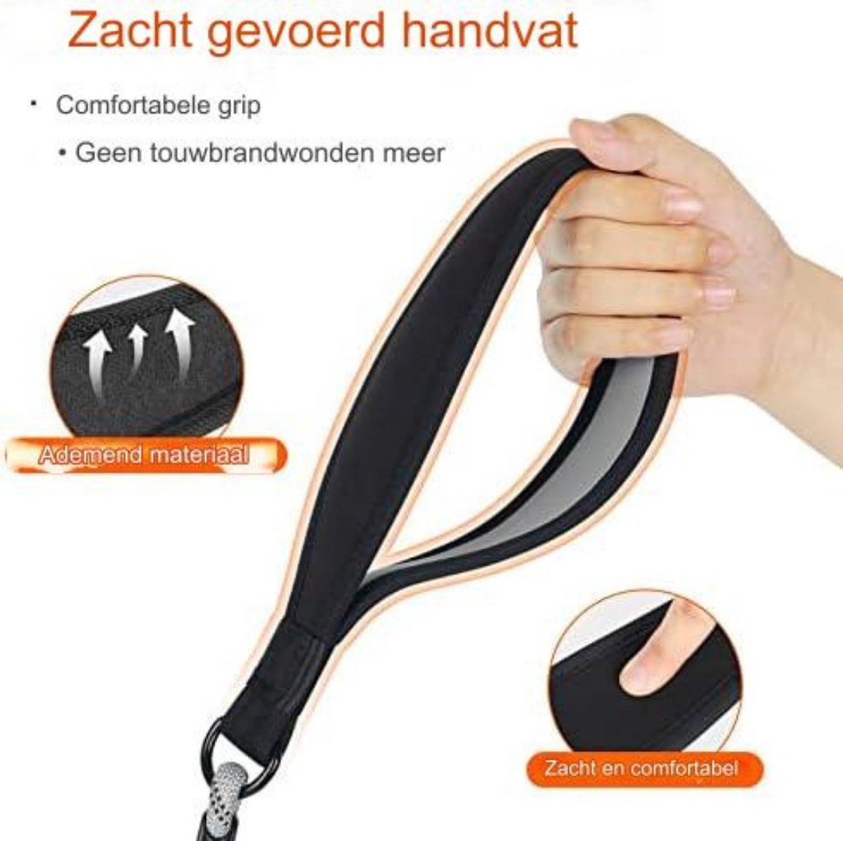 Hondenriem 10 Meter - Hondenlijn 10 Meter met gevoerde handgreep, draaibare afsluitbare haak, sterke hondenriem voor middelgrote en grote honden - 10M × 8MM/zilver-grijs