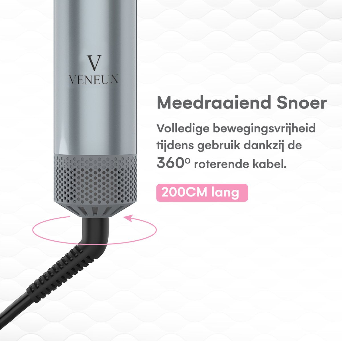 VENEUX® Föhnborstel - Airstyler - Krulborstel - Krultangen - 5 in 1 Multistyler - Met Opbergcase - Grijs