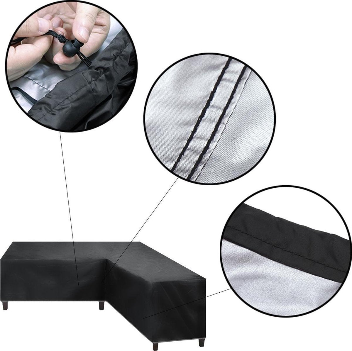 Protection cover for Lounge set - 215x87x80cm - Black - Garden set Protector - Lounge Sofa cover - The ideal protection for your garden furniture