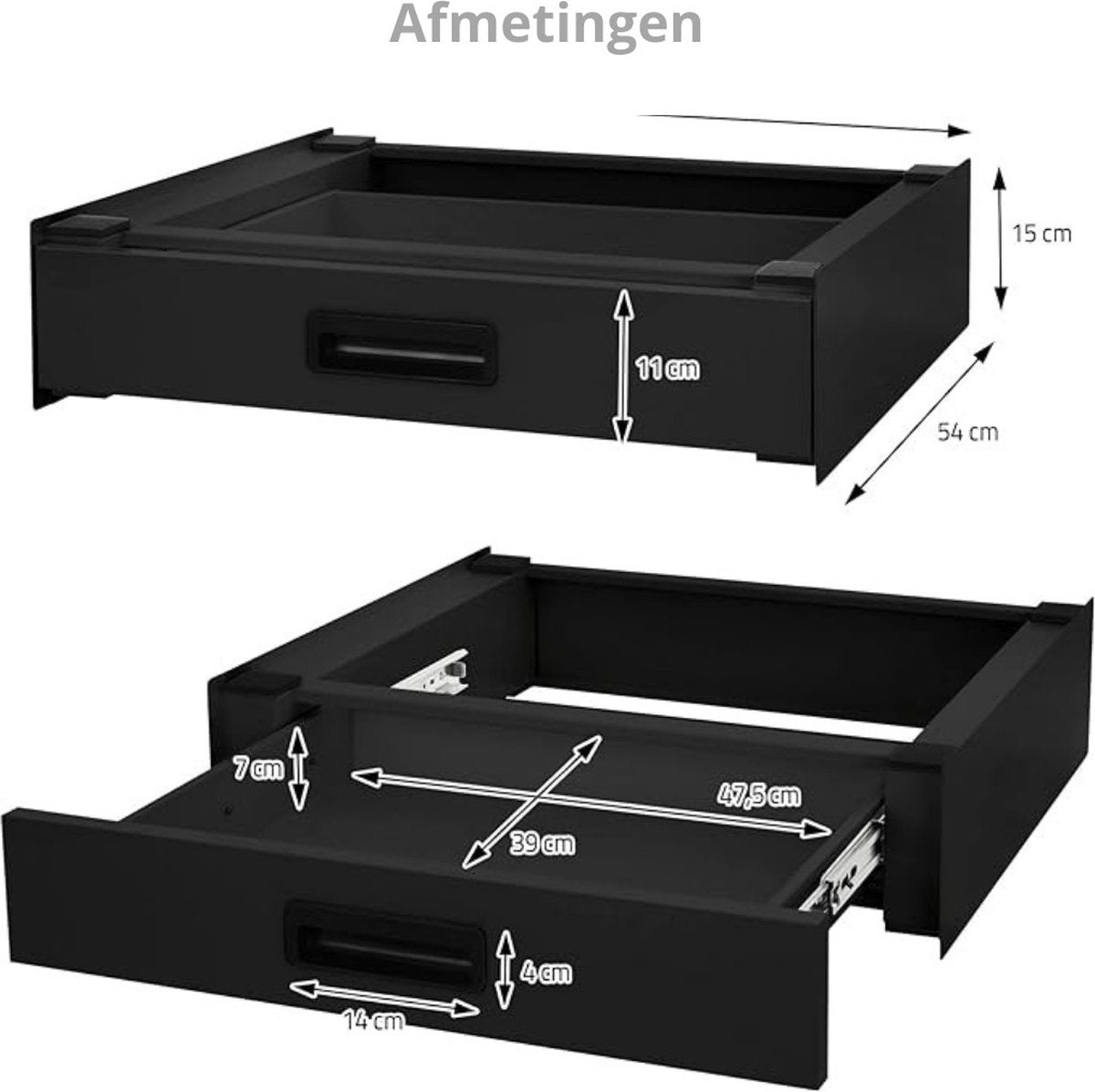 Universal Stacking Kit Washing Machine Dryer With Drawer Black 60.5x54x15 - Intermediate Piece Washing Machine Dryer For A Tidy Laundry Room