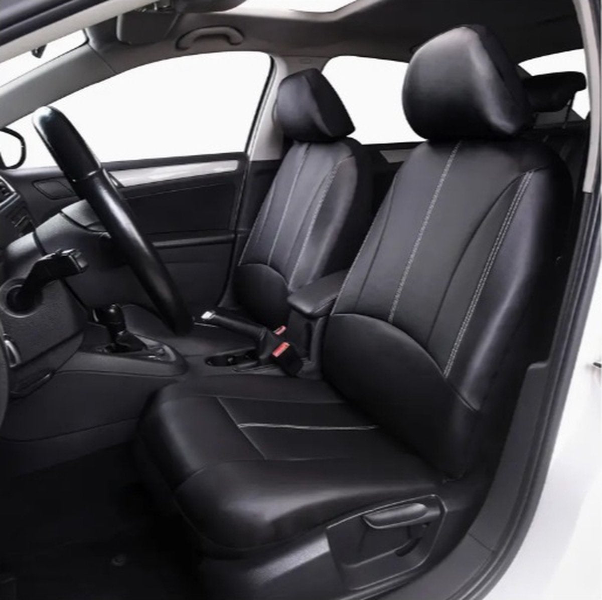 Universal car seat covers - Eco Leather - Black - Car seat cover - Complete set - Seat cover set