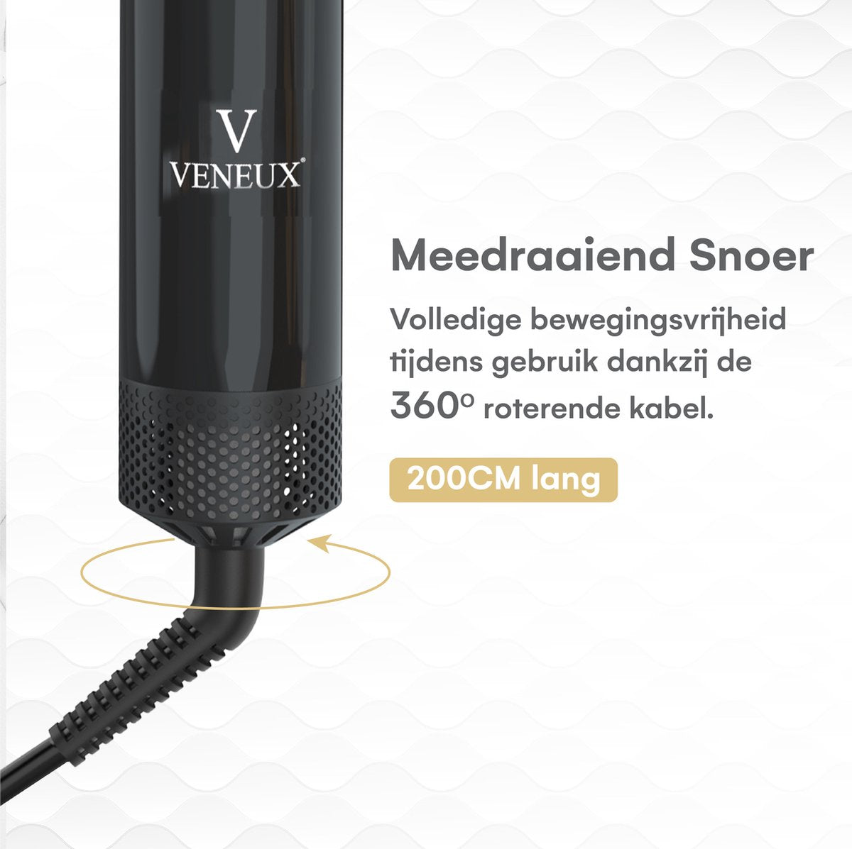 VENEUX® Föhnborstel - Airstyler - Krulborstel - Krultangen - 5 in 1 Multistyler - Met Opbergcase - Zwart