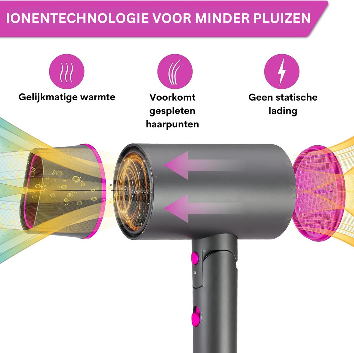 Powerful 2100W Hair Dryer - Prevent Split Ends - Enjoy the Cool Shot Mode - Compact and Foldable (Grey)