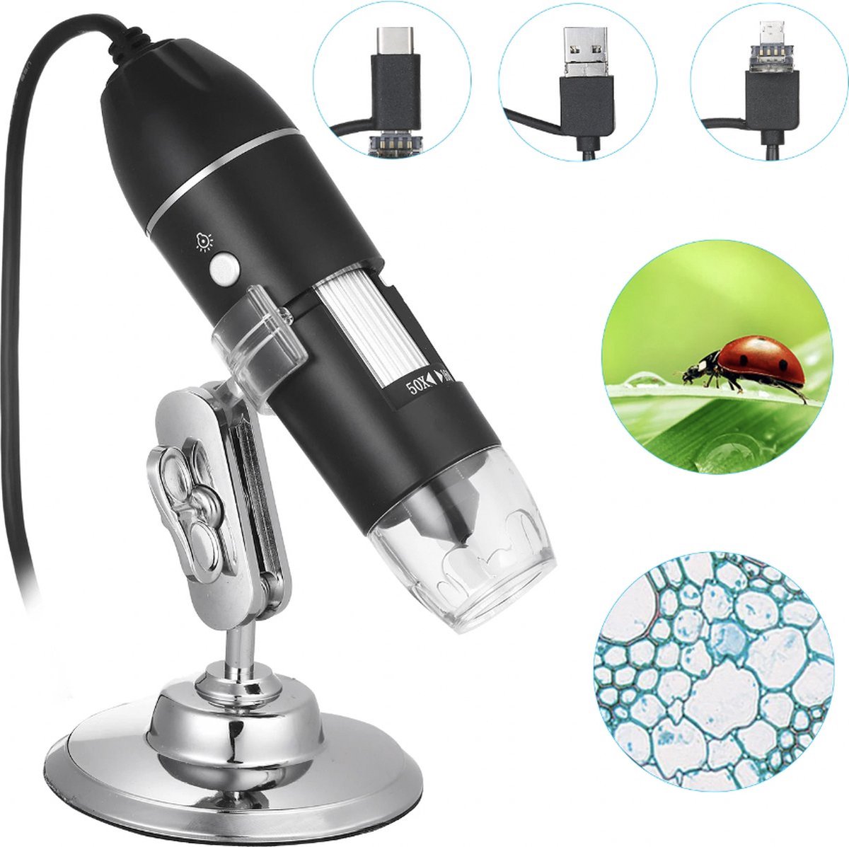Digitale USB Microscoop - Microscoop Camera - 50-1600 X Vergroting met 8x LED Verlichting