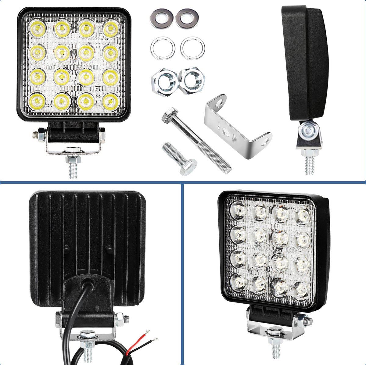 6x Led werklamp 48 Watt - Worklight - werkverlichting - veel licht - auto - bus - achteruitrijverlichting - extra led koplamp voor offroad 12 V 24 V koplamp IP67-waterdicht, achteruitrijlicht voor tractor, auto graafmachine, SUV, UTV, ATV