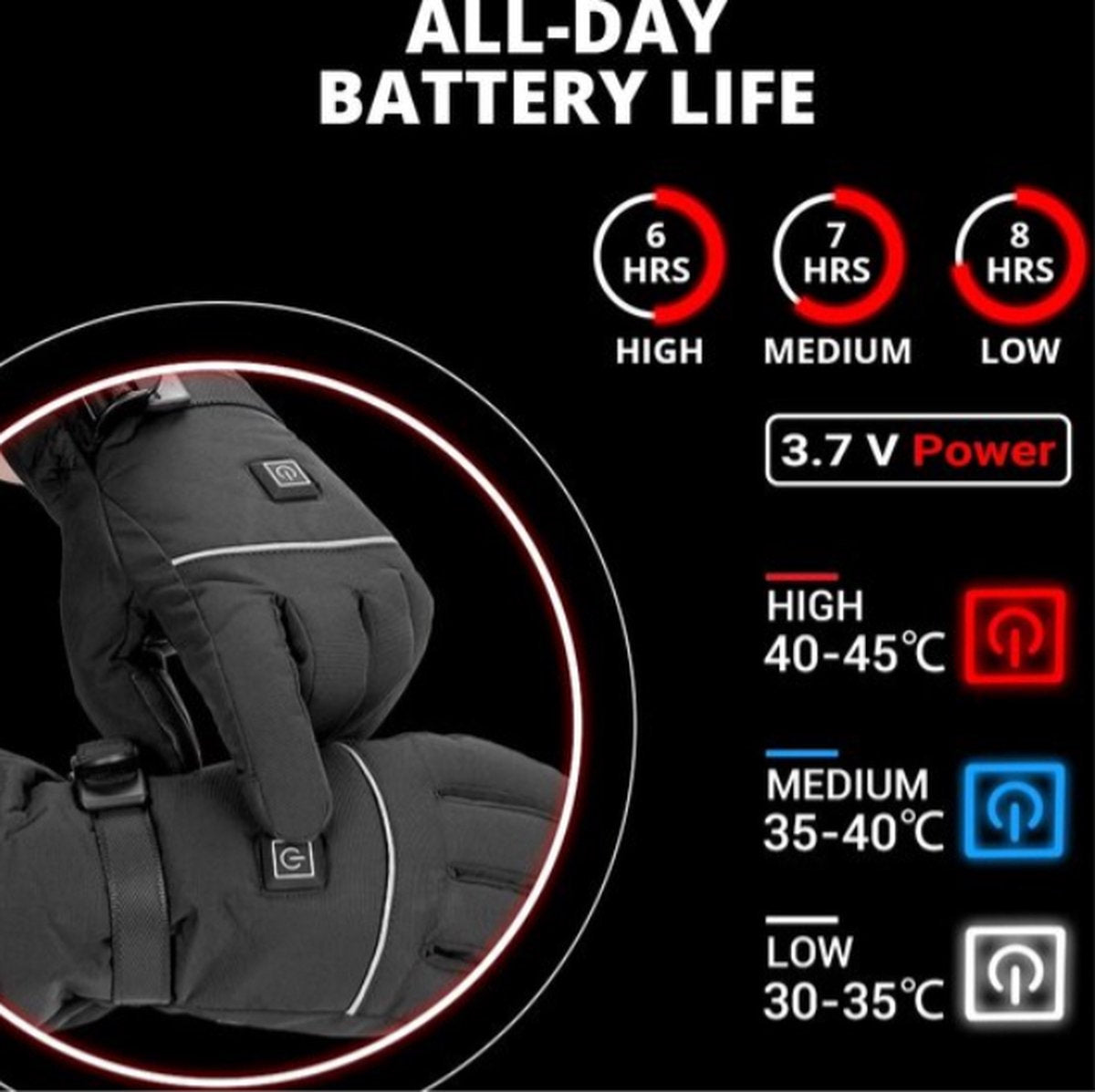 Waterdichte Verwarmde Motorhandschoenen – Werkt op Batterijen, Compatibel met Touchscreen, Ideaal voor Winterse Motorritten, Racing en Rijden – Handverwarmers voor Comfort en Bescherming