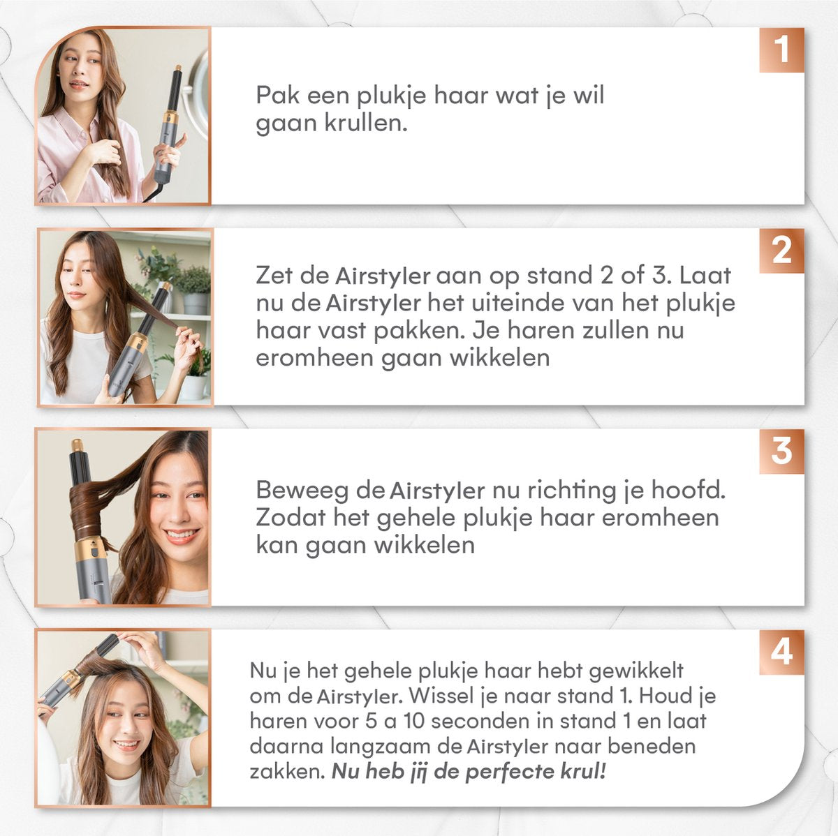 VENEUX® Föhnborstel - Airstyler - Krulborstel - Krultangen - 5-in-1 Multistyler - Met Opbergcase - Grijs Met Goud