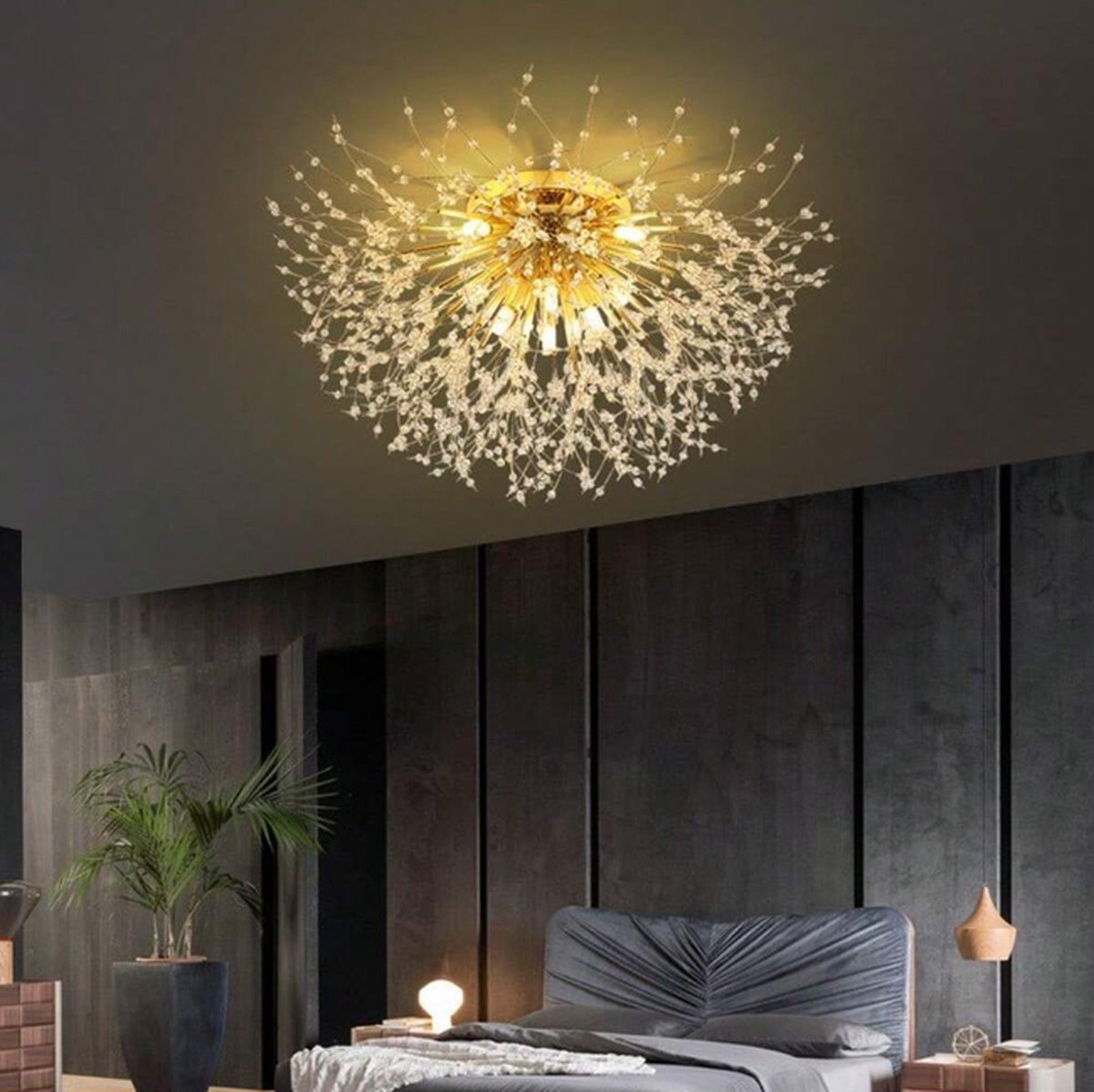 Luxury Crystal Ceiling Light - Dandelion Chandelier - Crystal Led Lamp - Gold - 60 cm - Modern Lamp - Ceiling Lamp - Ceiling Light