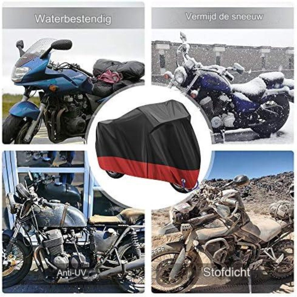 Motorcycle Cover Waterproof Outdoor - Motorcycle Cover for Outdoor Use - Motorcycle Covers - Outdoor Motorcycle Cover - 265 x 105 x 125 cm/ Red