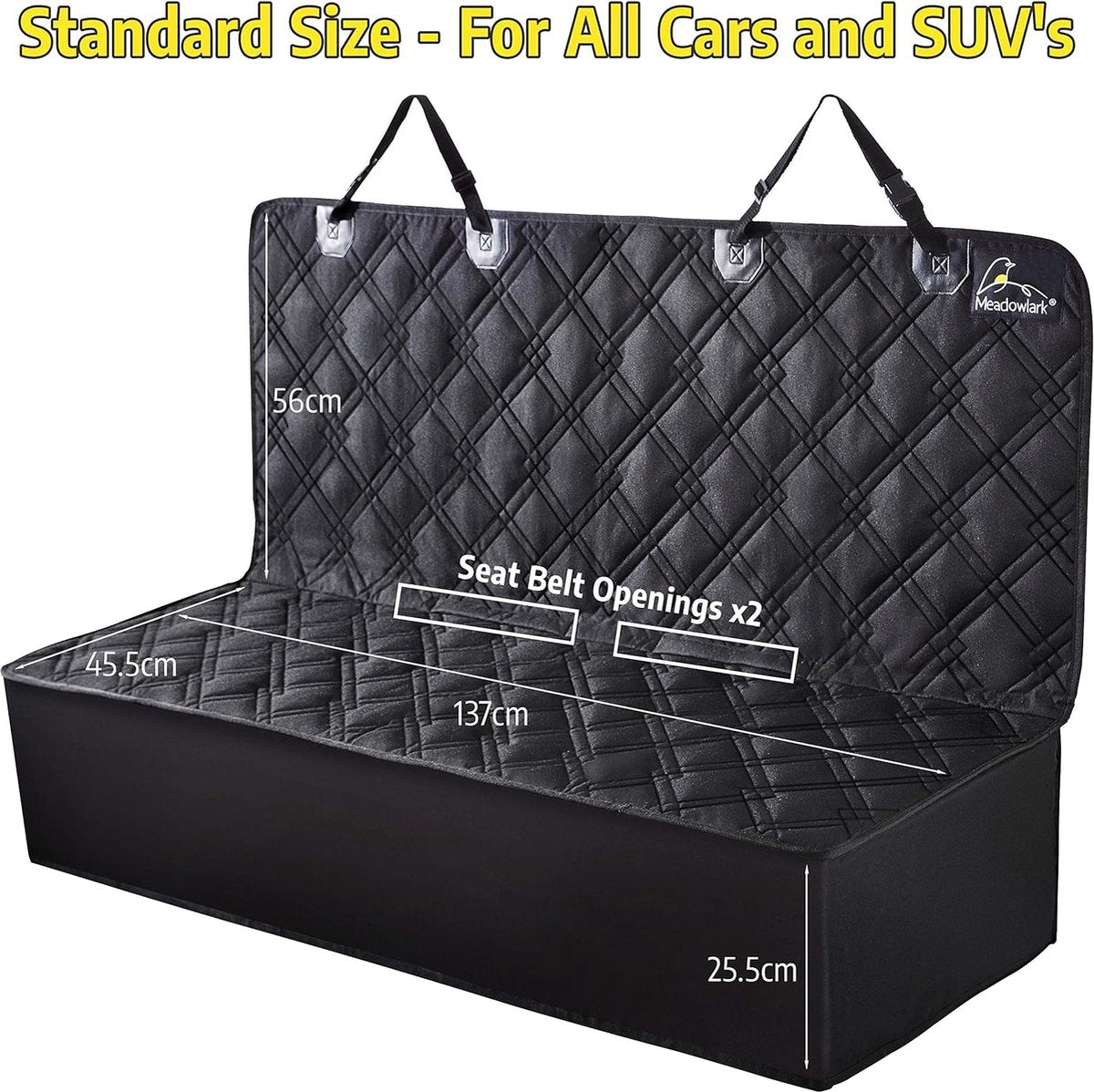 Car seat cover, backseat car blanket for dogs, universal pet blanket for the back seat, in cars, trucks, and SUVs, padded, non-slip, waterproof + seat belt