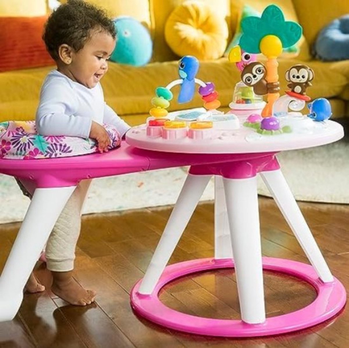 Loopstoel baby - Loopstoel met schommelfunctie - Loopstoeltje baby - Roze