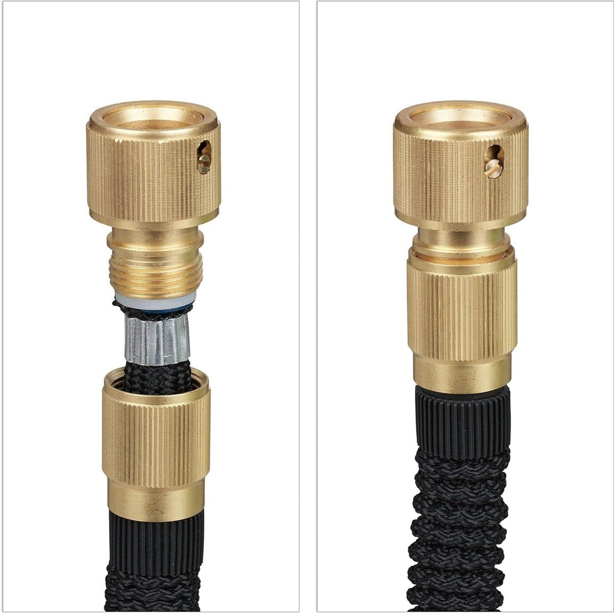 Flexible garden hose 15 meters - expandable - black shrink water hose - 1/2'' and 3/4'' connection