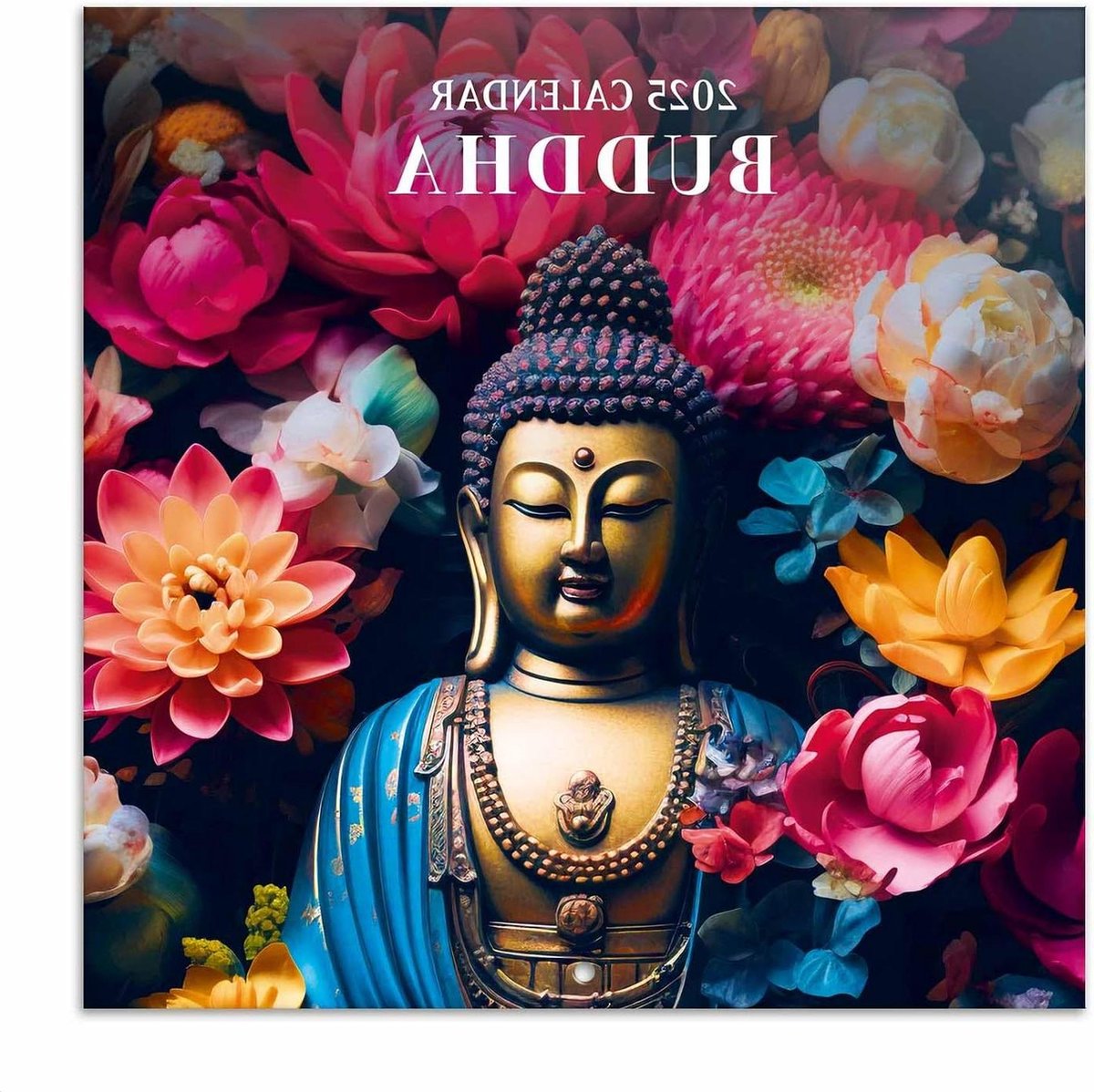 Boeddha Kalender 2025 - Brochurekalender 30x30 cm - FSC-gecertificeerde wandkalender - 12 maanden + poster kalender 2025 maandkalender