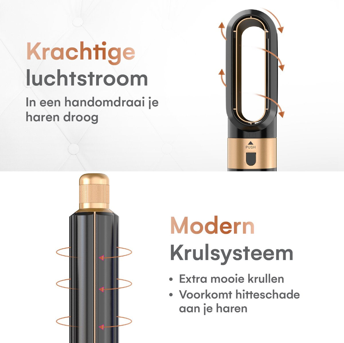 VENEUX® Föhnborstel - Airstyler - Krulborstel - Krultangen - 5 in 1 Multistyler - Met Opbergcase - Zwart Met Goud