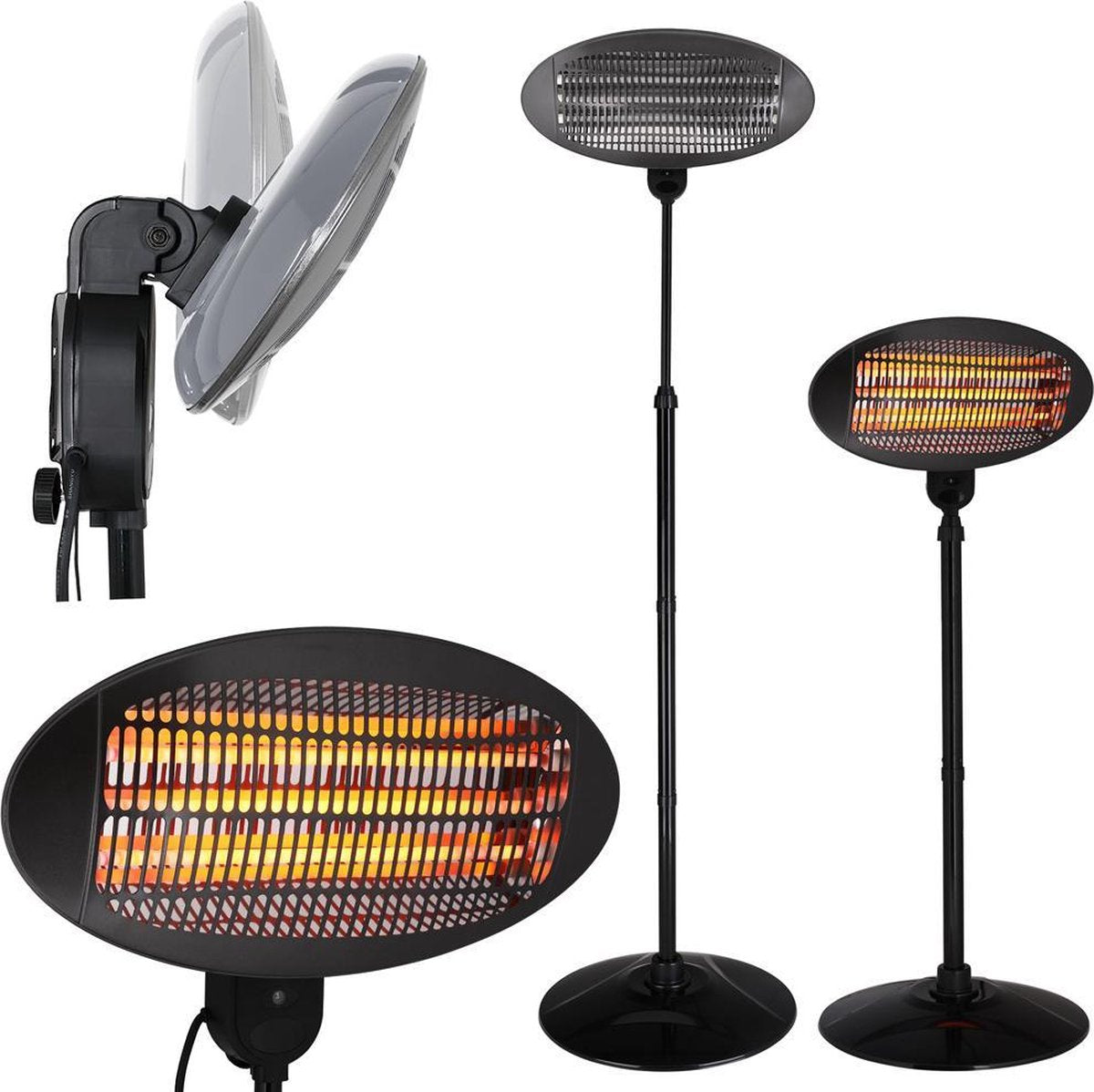 Patio heater, radiant heater, with 3 heat settings