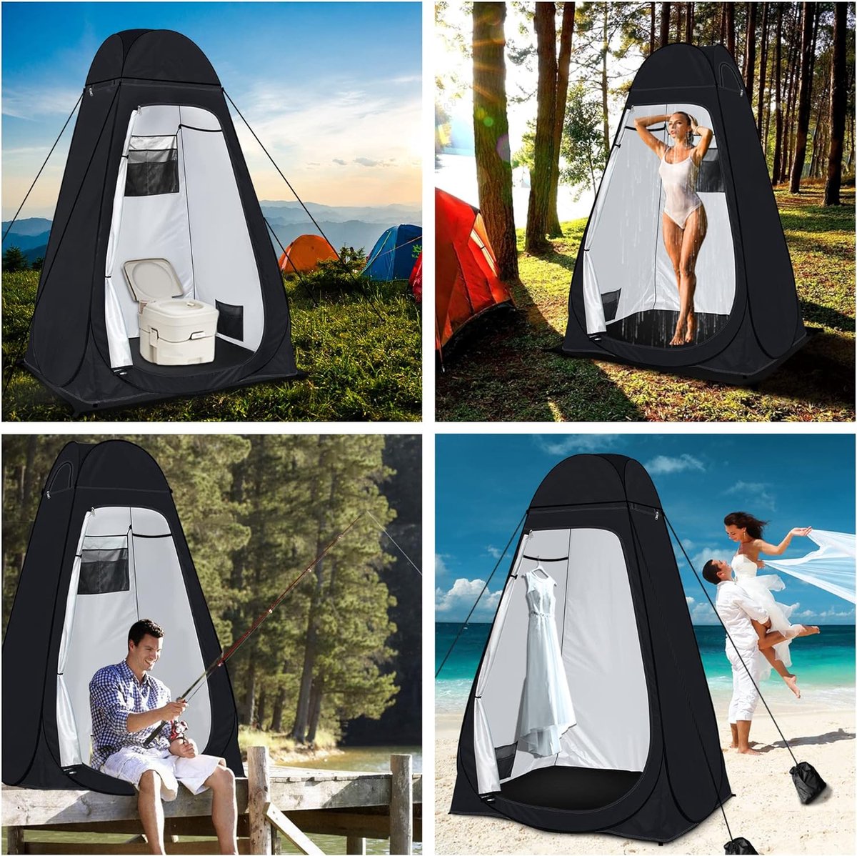 Camping Toilettent, Douchetent, Pop-up Omkleedtent, Privacy Toilet Kleedkamer Opbergtent, Mobiele Outdoor Toilettent voor Camping & Strand, met Draagtas (UV 50+)