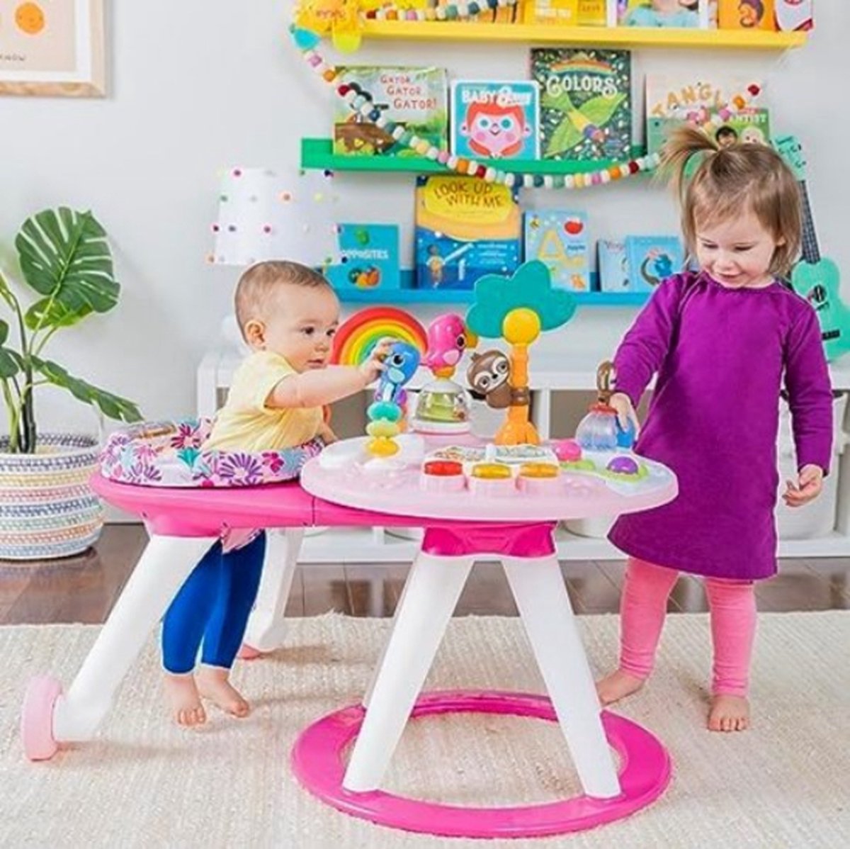 Loopstoel baby - Loopstoel met schommelfunctie - Loopstoeltje baby - Roze