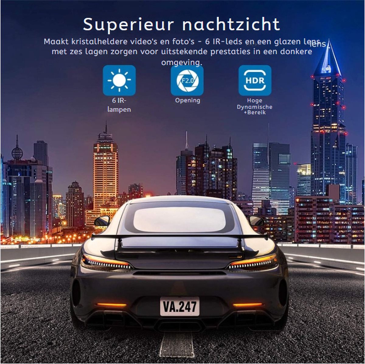Dashcam - Beveiliging - Universele Pasvorm - Met Terugkijkfunctie - Beeldscherm - Auto Camera