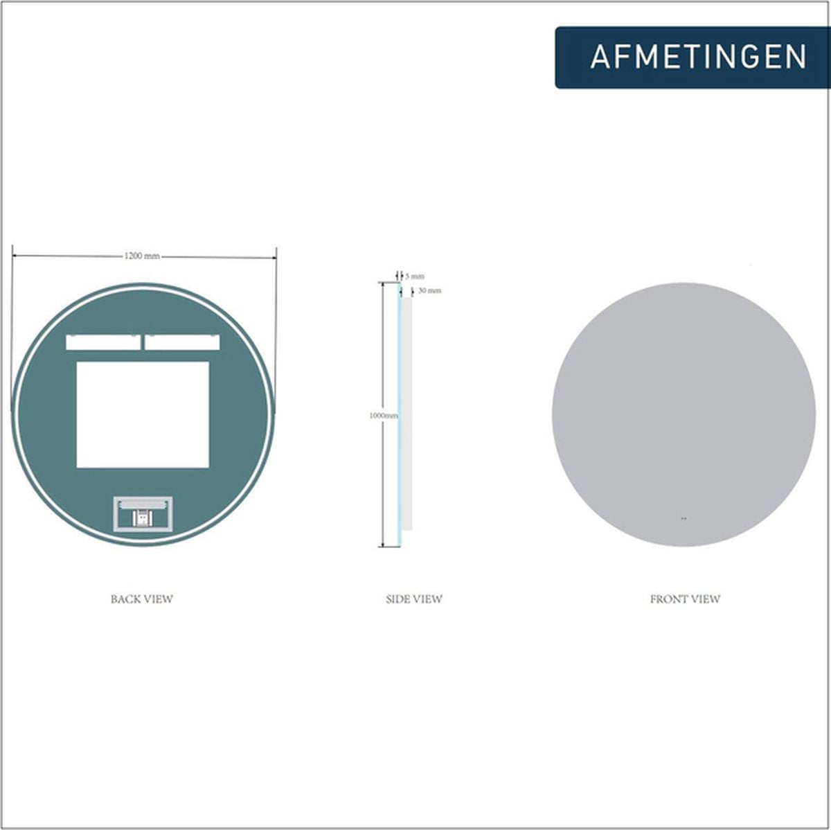 FugaFlow Caria spiegel – Badkamerspiegel - Met verlichting en verwarming - 120 cm - 3000 K