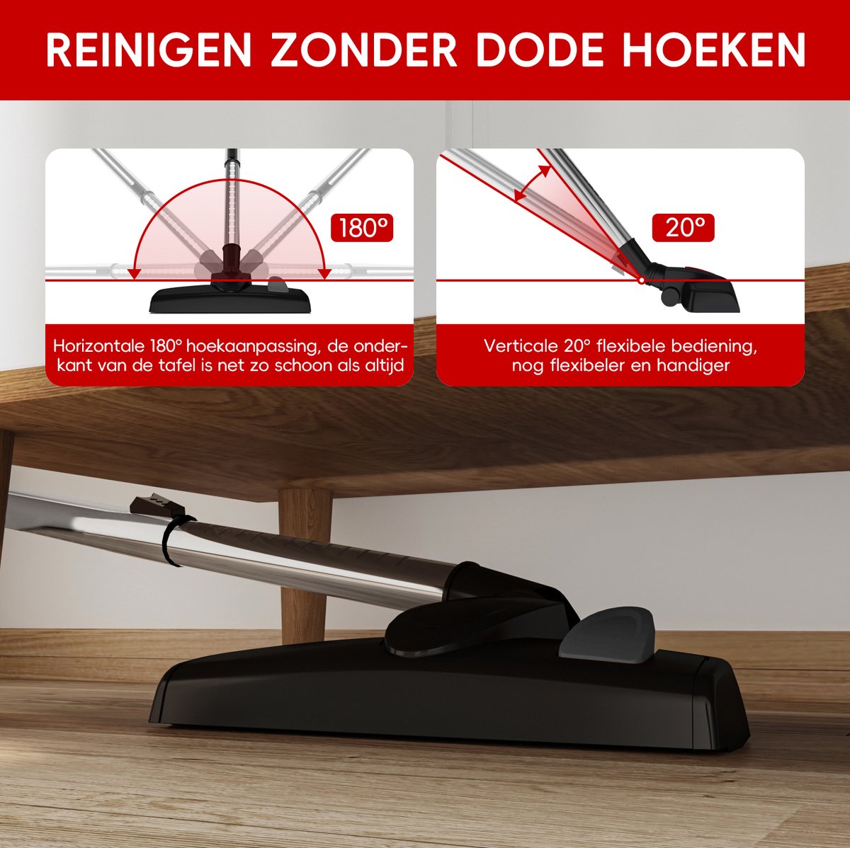 Elekiatech Steelstofzuiger - 25000Pa - 5m Snoer - 600W - 4-in-1 HEPA Filter - 1.3L Capaciteit
