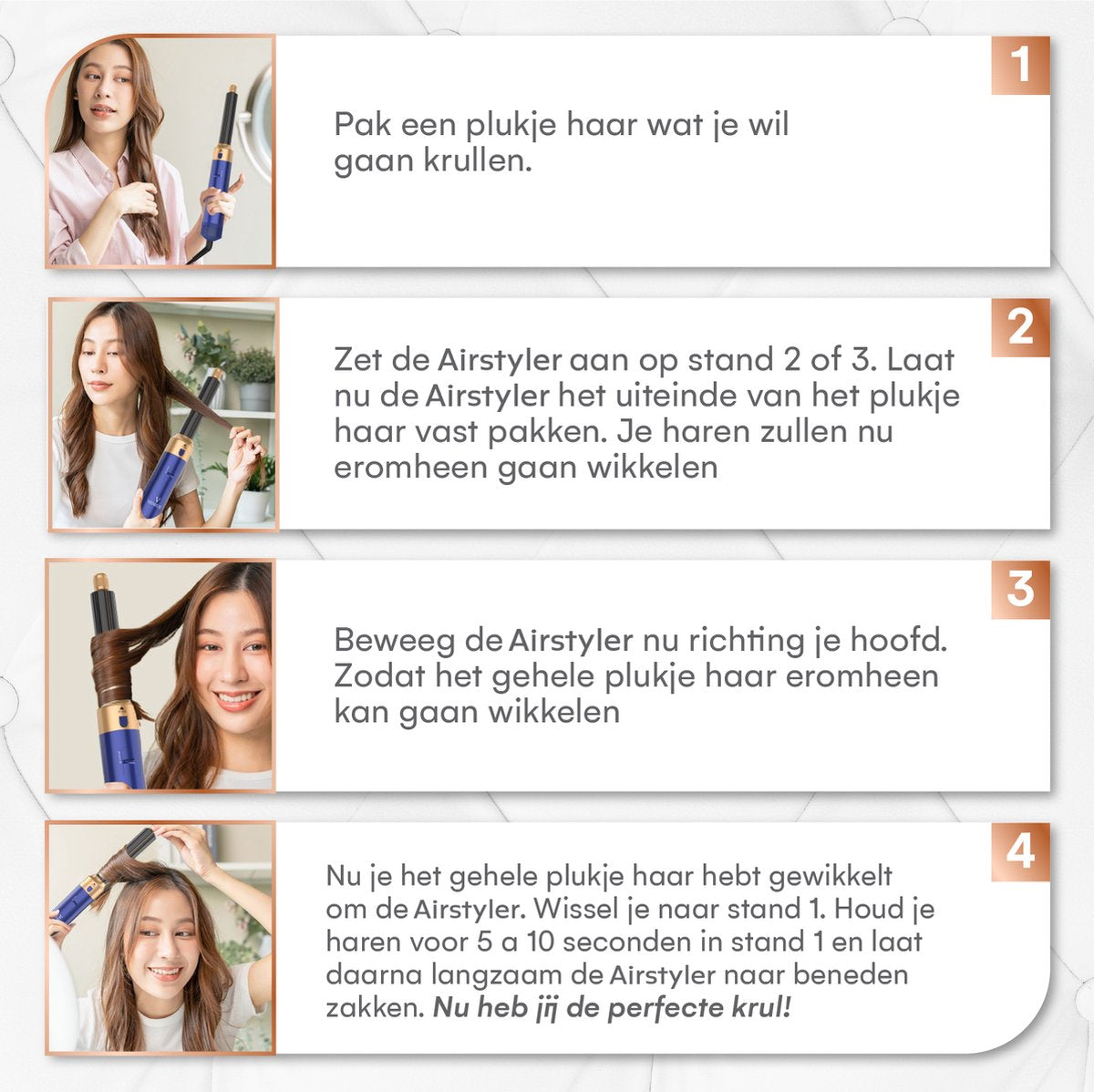 VENEUX® Föhnborstel - Airstyler - Krulborstel - Krultangen - 5 in 1 Multistyler – Blauw Met Goud - 2025 Editie