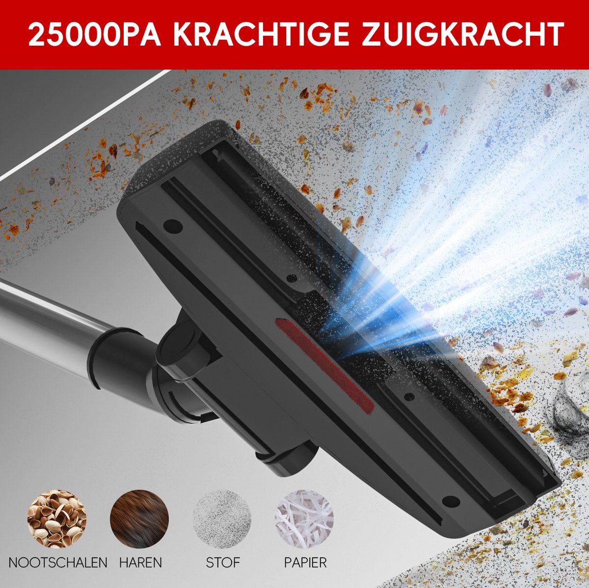 Elekiatech Steelstofzuiger - 25000Pa - 5m Snoer - 600W - 4-in-1 HEPA Filter - 1.3L Capaciteit