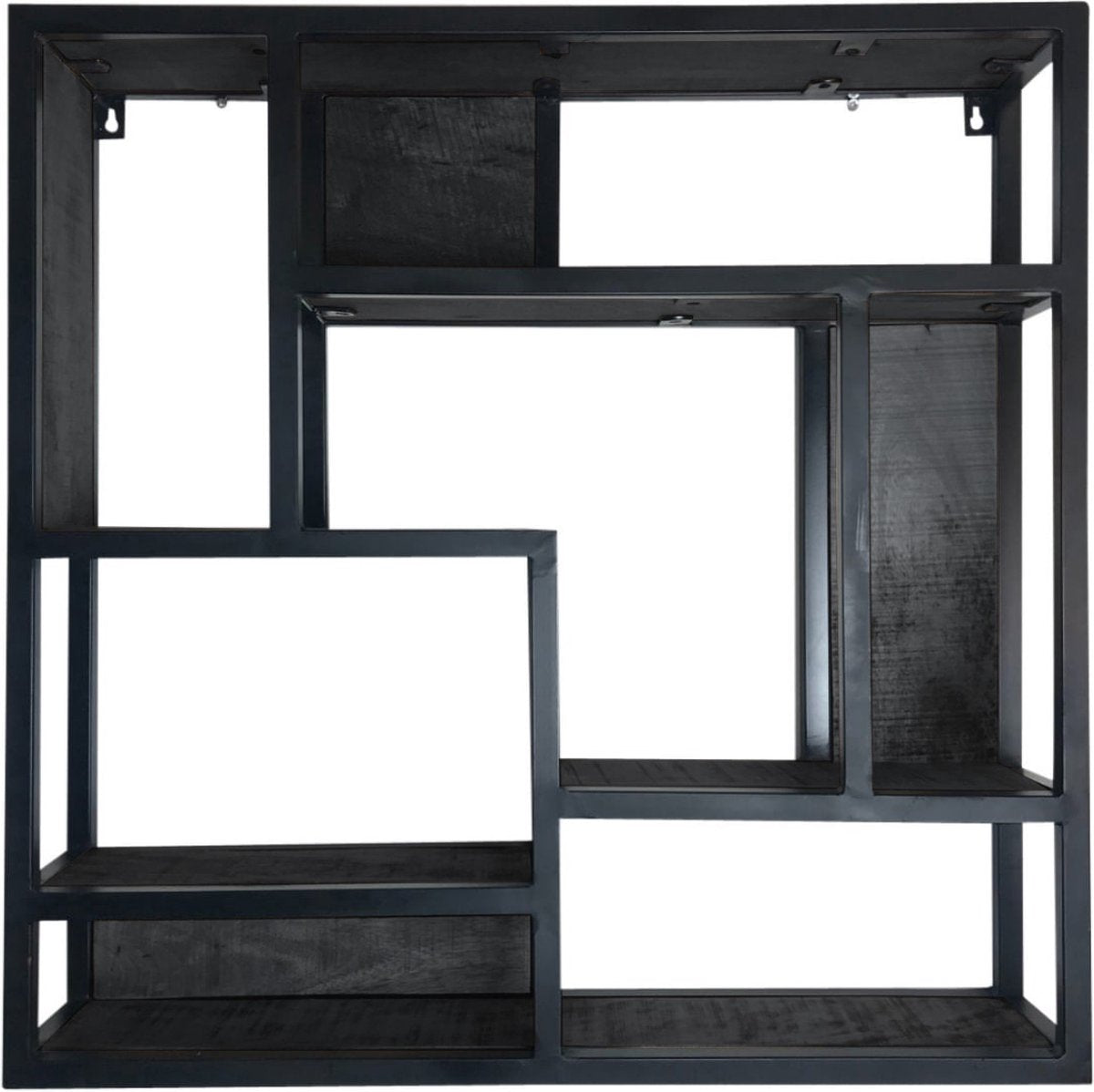 Wandrek industrieel - Wandschap - Wandrek metaal zwart Daan - metalen wandrek 75 cm