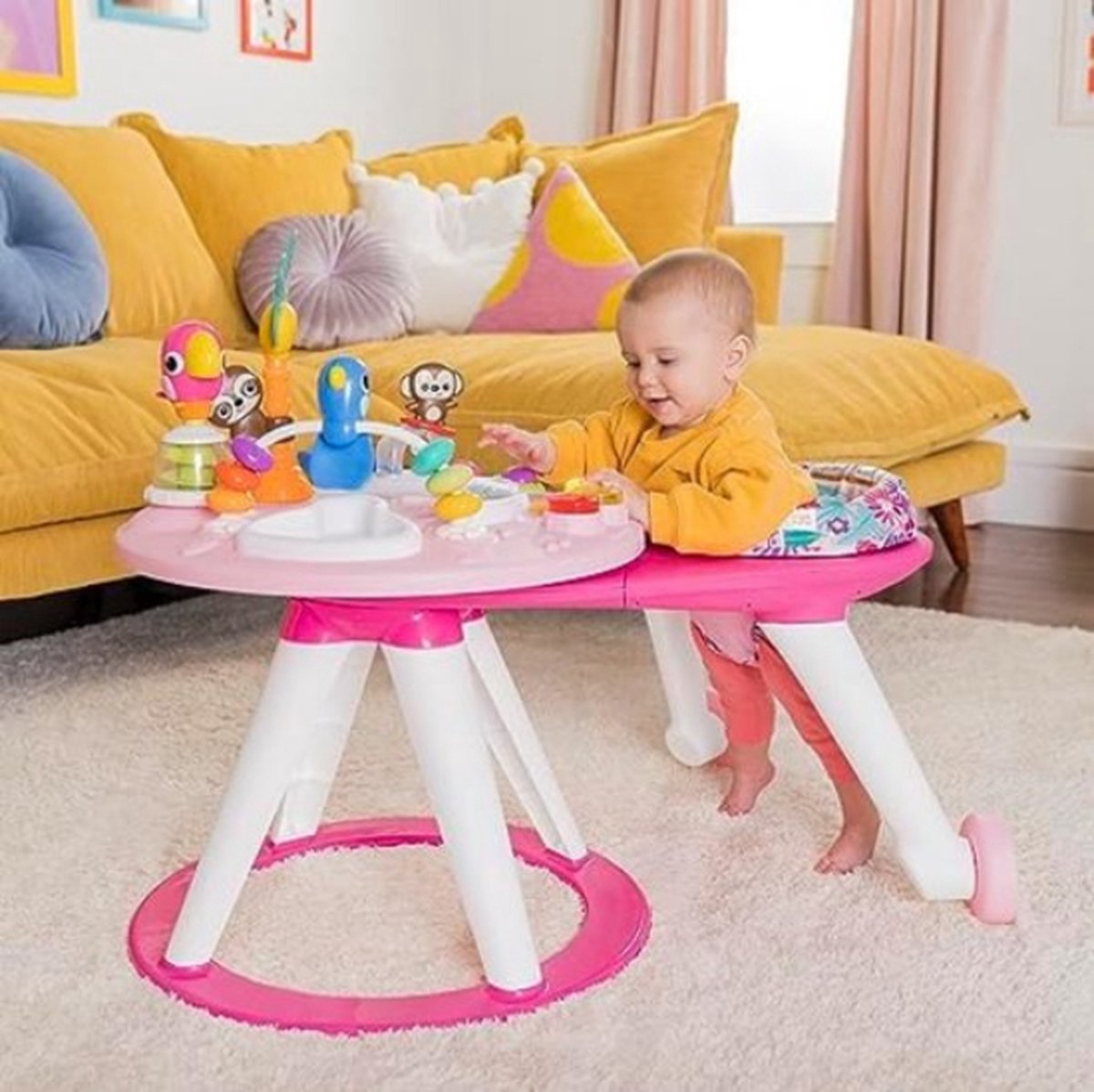 Loopstoel baby - Loopstoel met schommelfunctie - Loopstoeltje baby - Roze