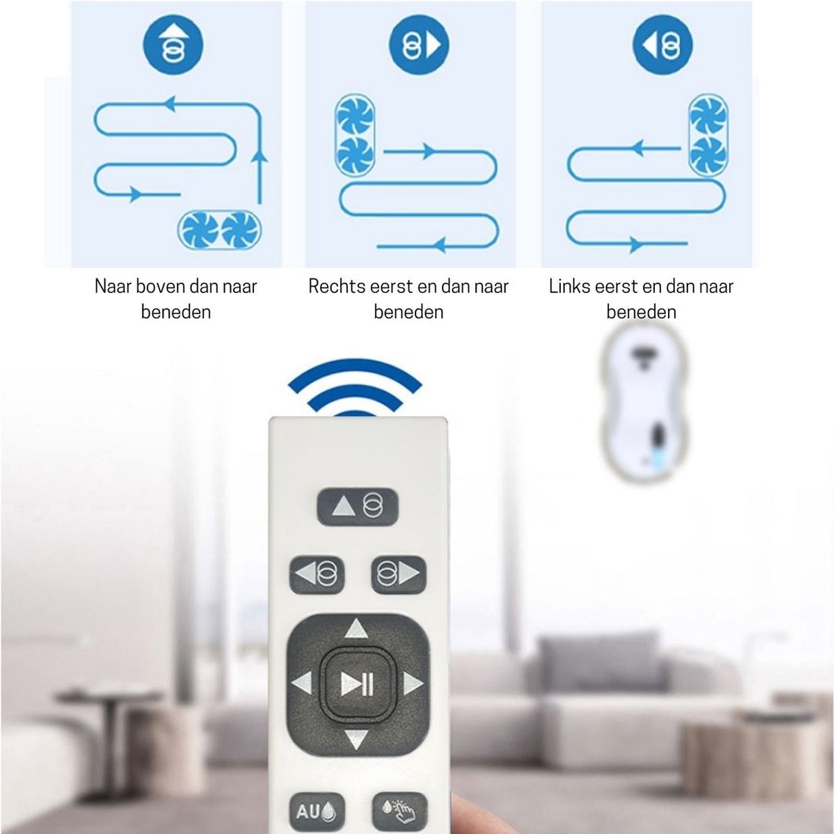 Robot Ramenwasser - Robot Ruitenreiniger Met Afstandsbediening - Ramenwisser Met Sprayfunctie - Wit