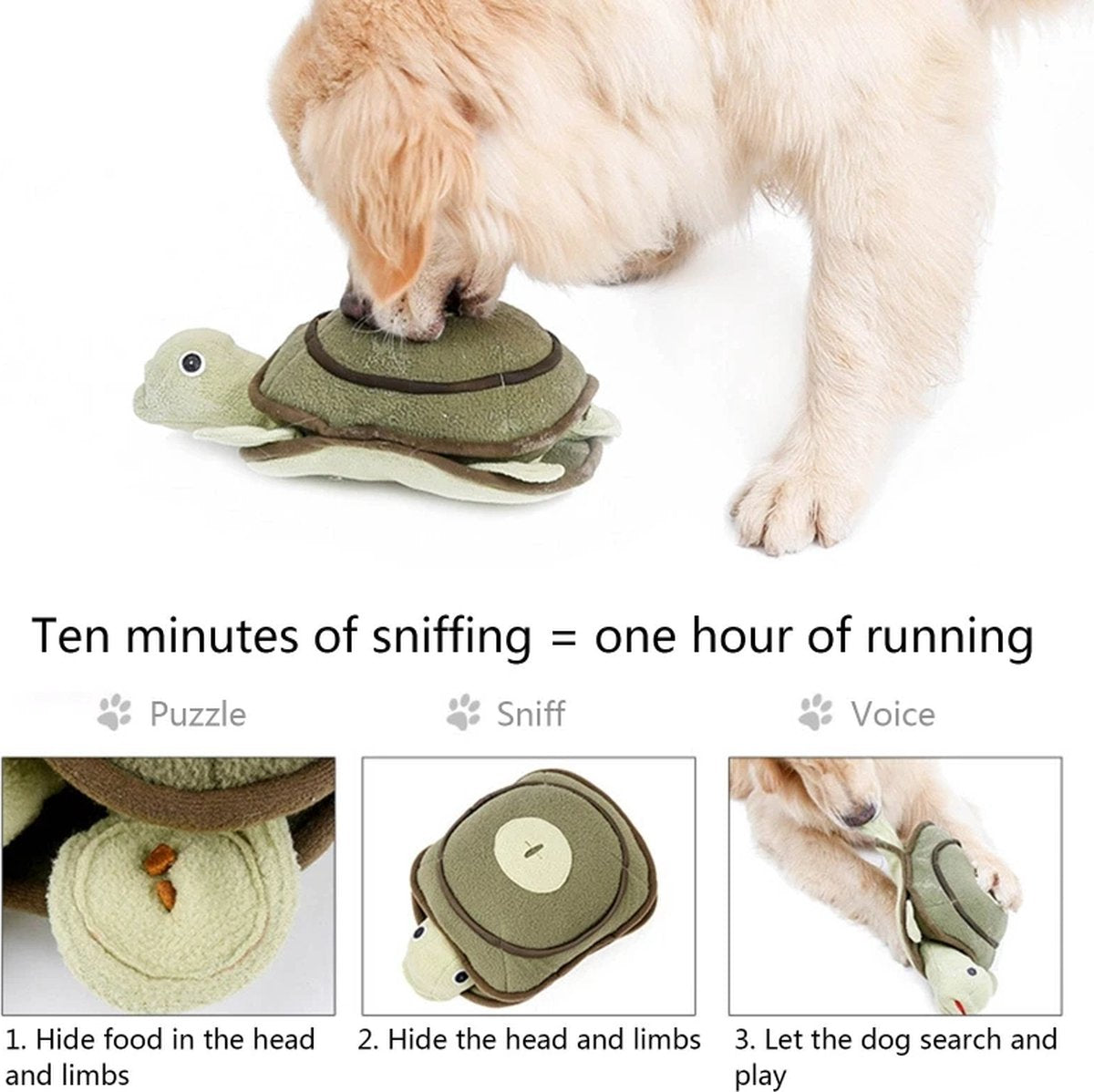 Dog Toys with Snack Dispenser - Sniffing Game for Puppies and Small to Medium Dogs - Soft Plush Chew Toy with Sound for Teething and Playtime