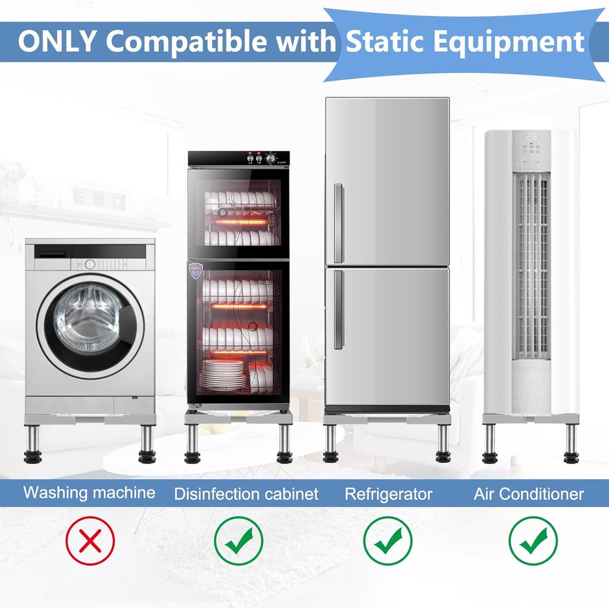 Base for refrigerator, pedestal, height 28-31 cm, adjustable pedestal for dishwasher, freezer, freezer, kitchen cabinet and static household appliances (adjustable 45-67 cm)