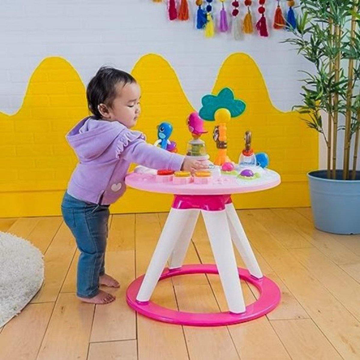 Loopstoel baby - Loopstoel met schommelfunctie - Loopstoeltje baby - Roze