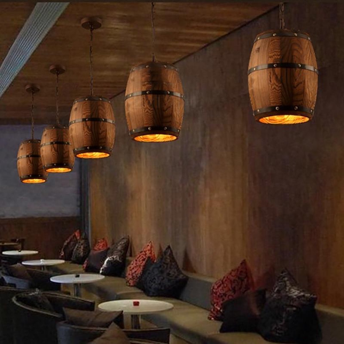 YWXLight Vintage vat kroonluchter creatieve houten wijnvat verlichting gepersonaliseerde Cafe Bar lamp