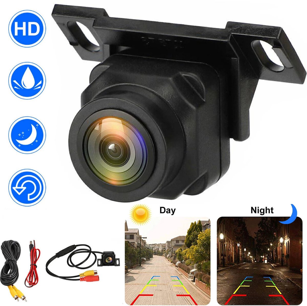 Reversing camera - Reversing camera night vision - Reversing camera for car, camper, caravan, truck - Waterproof - Complete set