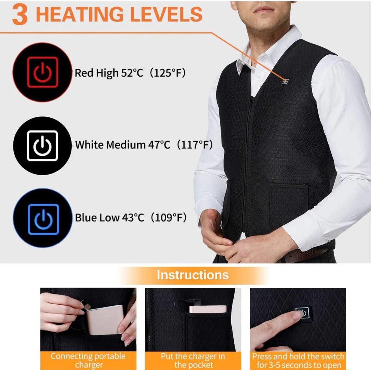 Xerolax Verwarmde Bodywarmer - Heated Vest - Elektrische Bodywarmer - Jas - Oplaadbaar - Unisex - Maat M - 3 Standen
