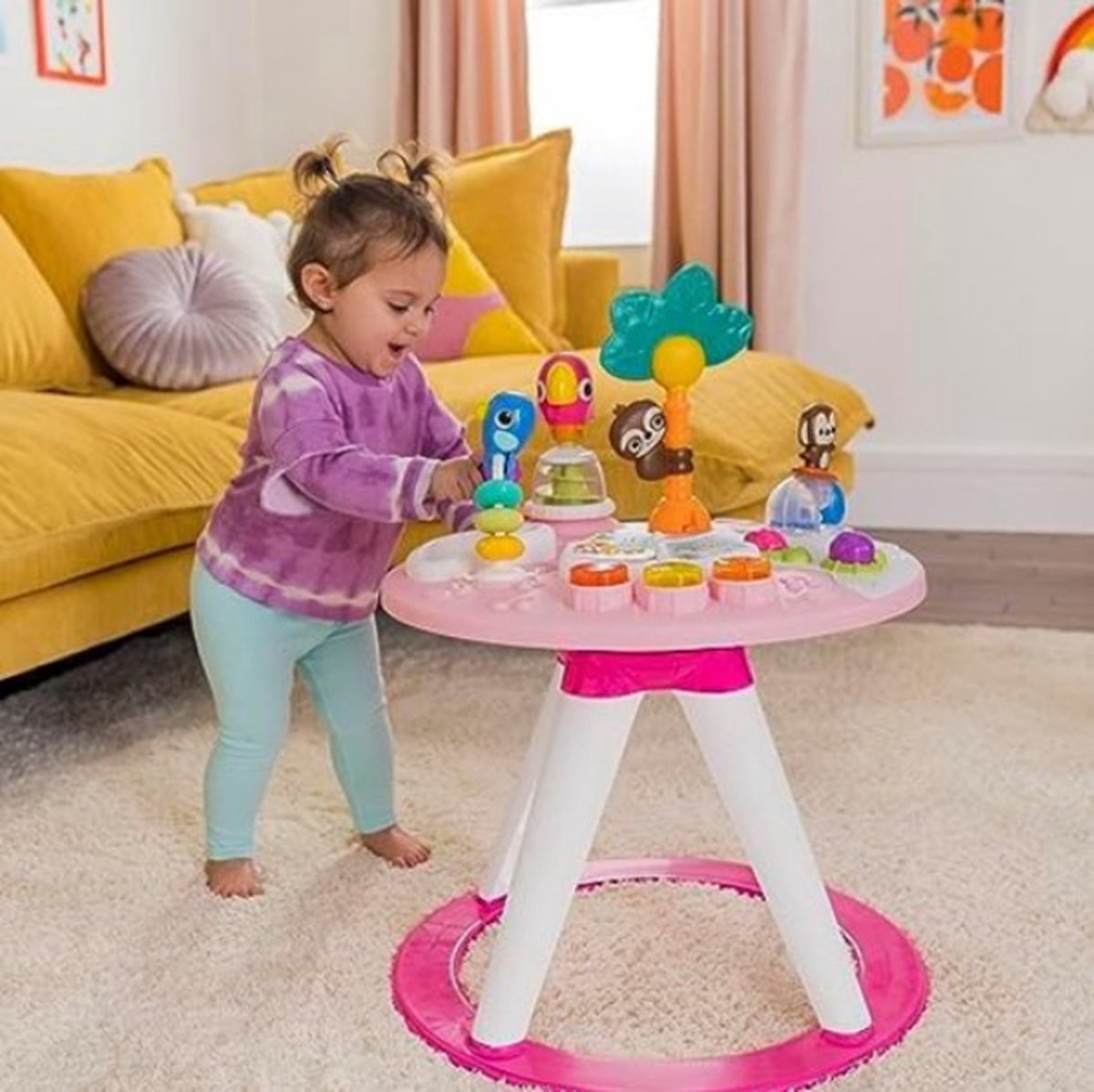 Loopstoel baby - Loopstoel met schommelfunctie - Loopstoeltje baby - Roze