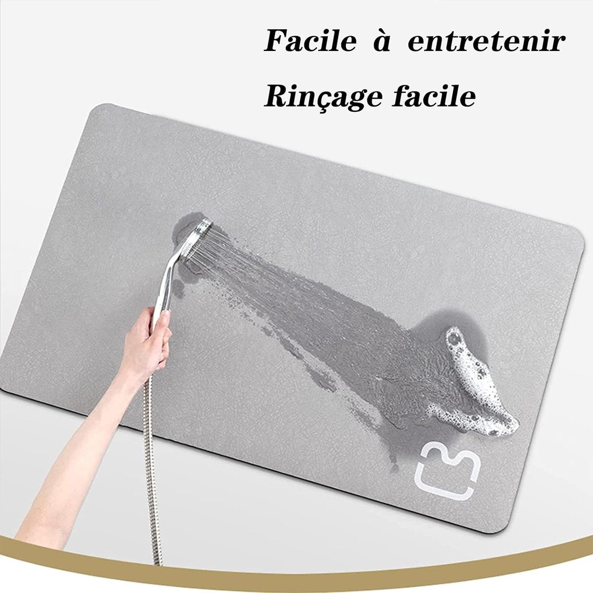 Lux Badmat, diatomeeënachtige super absorberende badmat sneldrogende antislip douchemat, bad stenen mat badkamer vloermat, machinewasbaar (beige, 50 x 80)